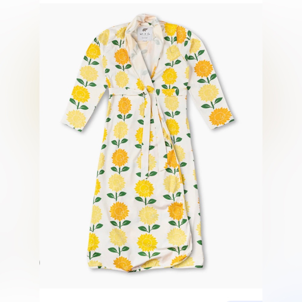 Monica & Andy Sunflower Print Organic Cotton Robe